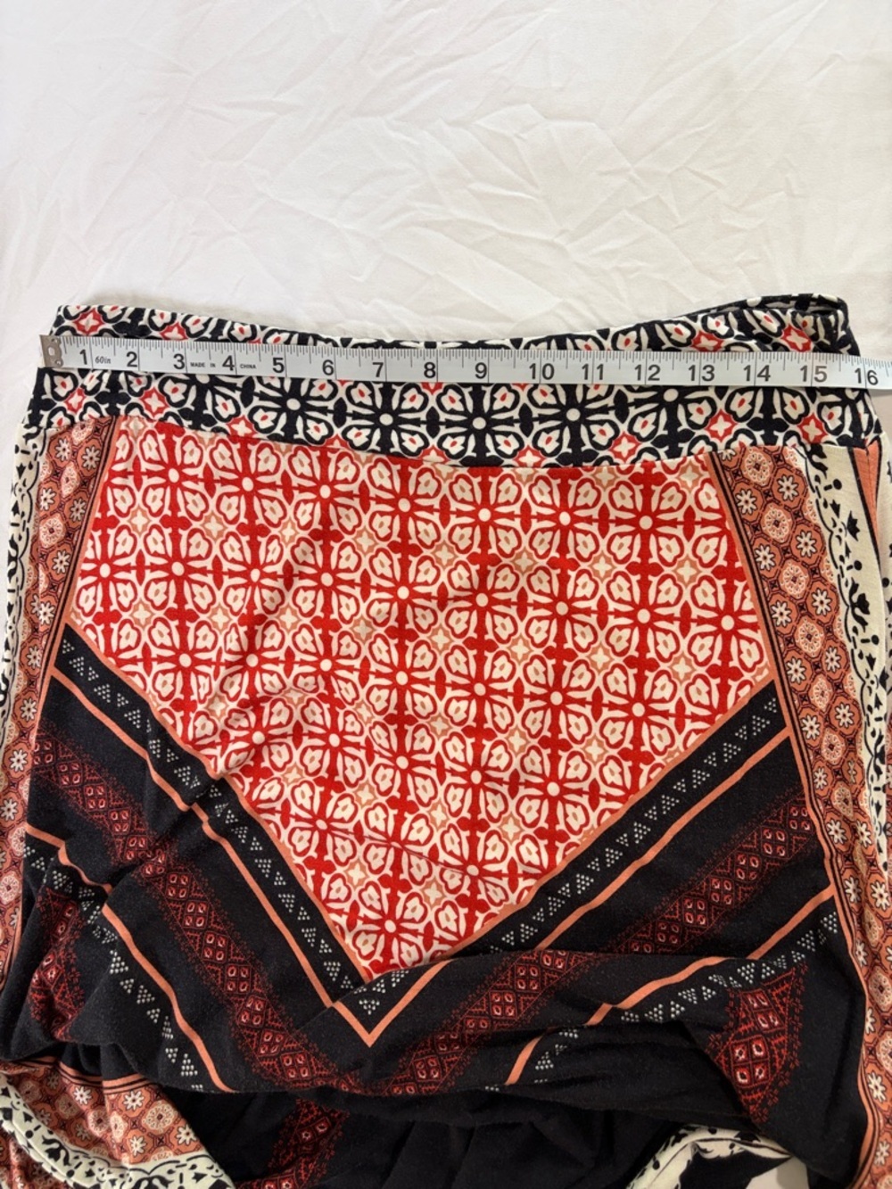 New Direction Orange and Black Patterned Maxi A-line Skirt - Picture 5 of 8